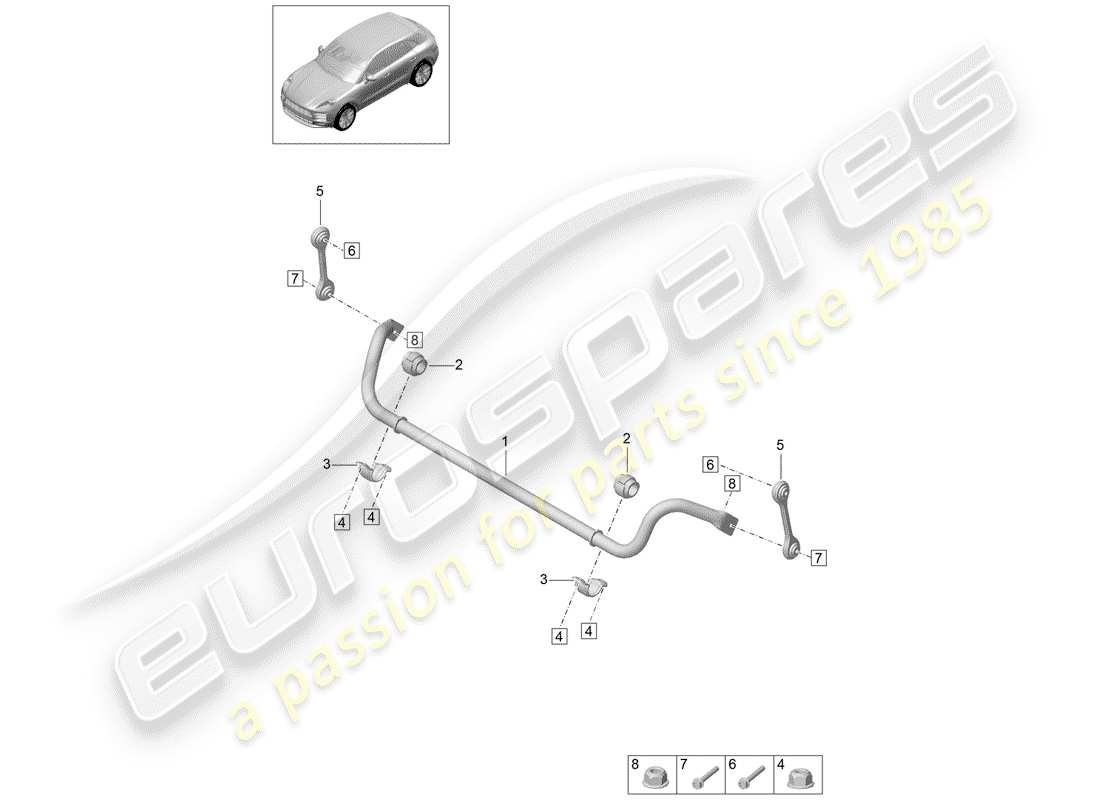 porsche 2019 (macan) schéma des pièces du stabilisateur