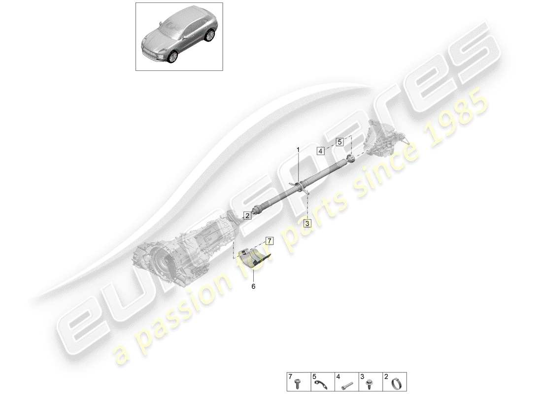 porsche 2019 (macan) arbre d'hélice schéma des pièces