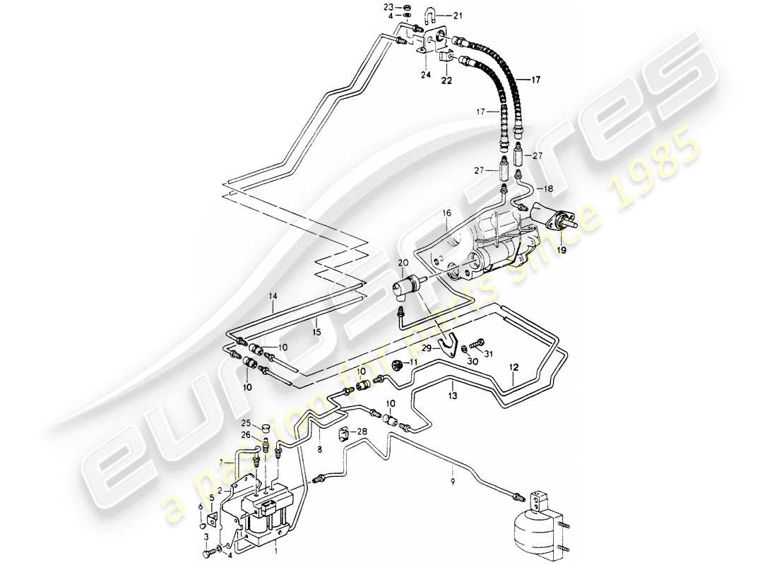 porsche 1994 (964) contrôle de verrouillage schéma des pièces