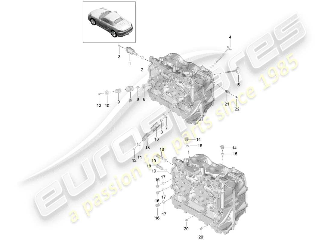 porsche 2019 (718 boxster) culasse schéma des pièces
