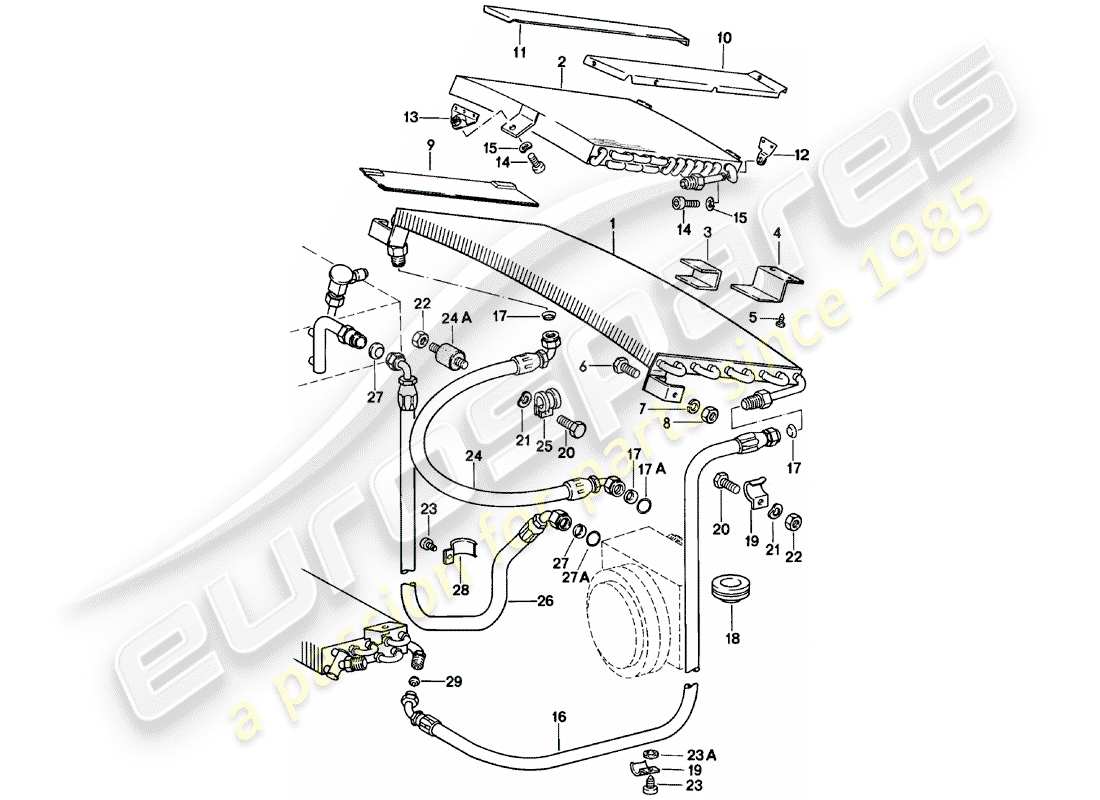 porsche 1978 (911) condensateur - ligne réfrigérant - accessoires et autres schéma des pièces