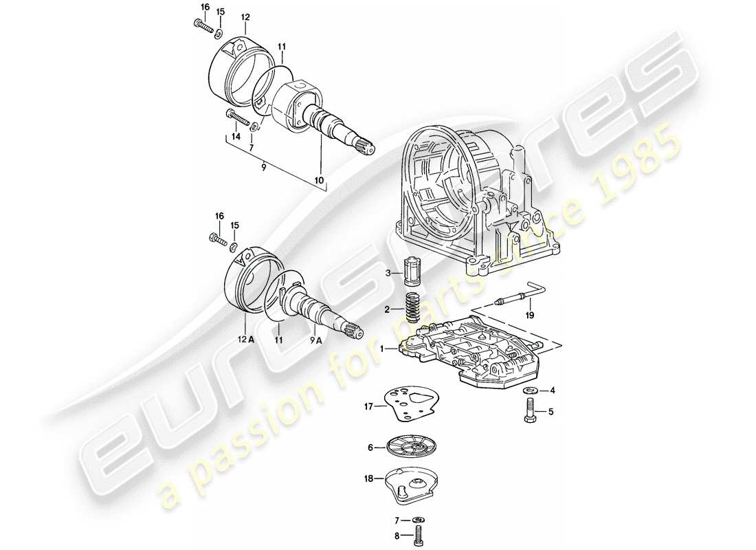porsche 1982 (944) corps de soupape - régulateur - crépine d'huile - transmission automatique