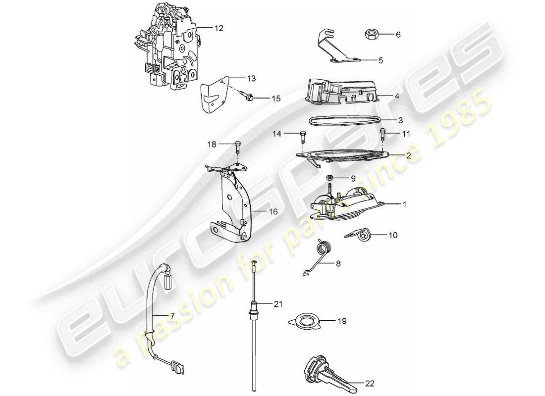 porsche 2004 (carrera gt) poignée de porte - loquet de porte schéma des pièces