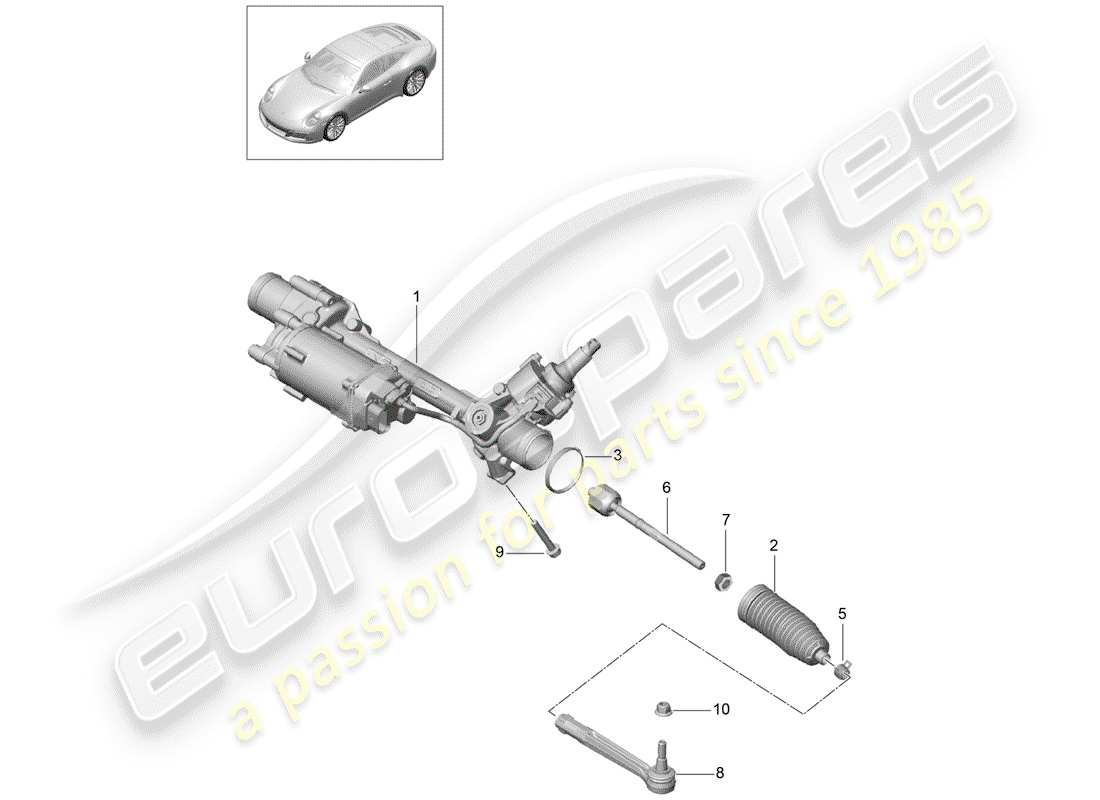 porsche 2017 (991-2) mécanisme de direction schéma des pièces