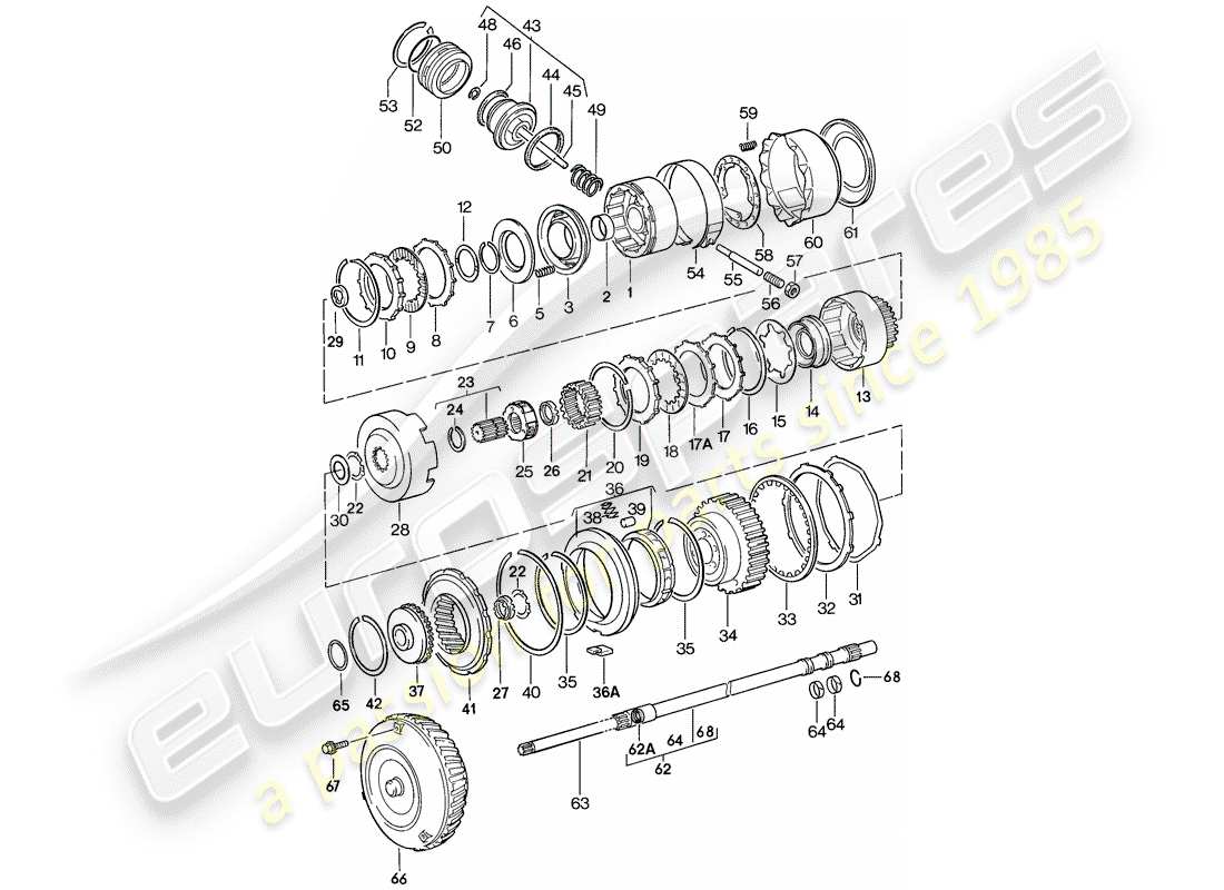 porsche 1984 (944) pièces de transmission - transmission automatique schéma des pièces