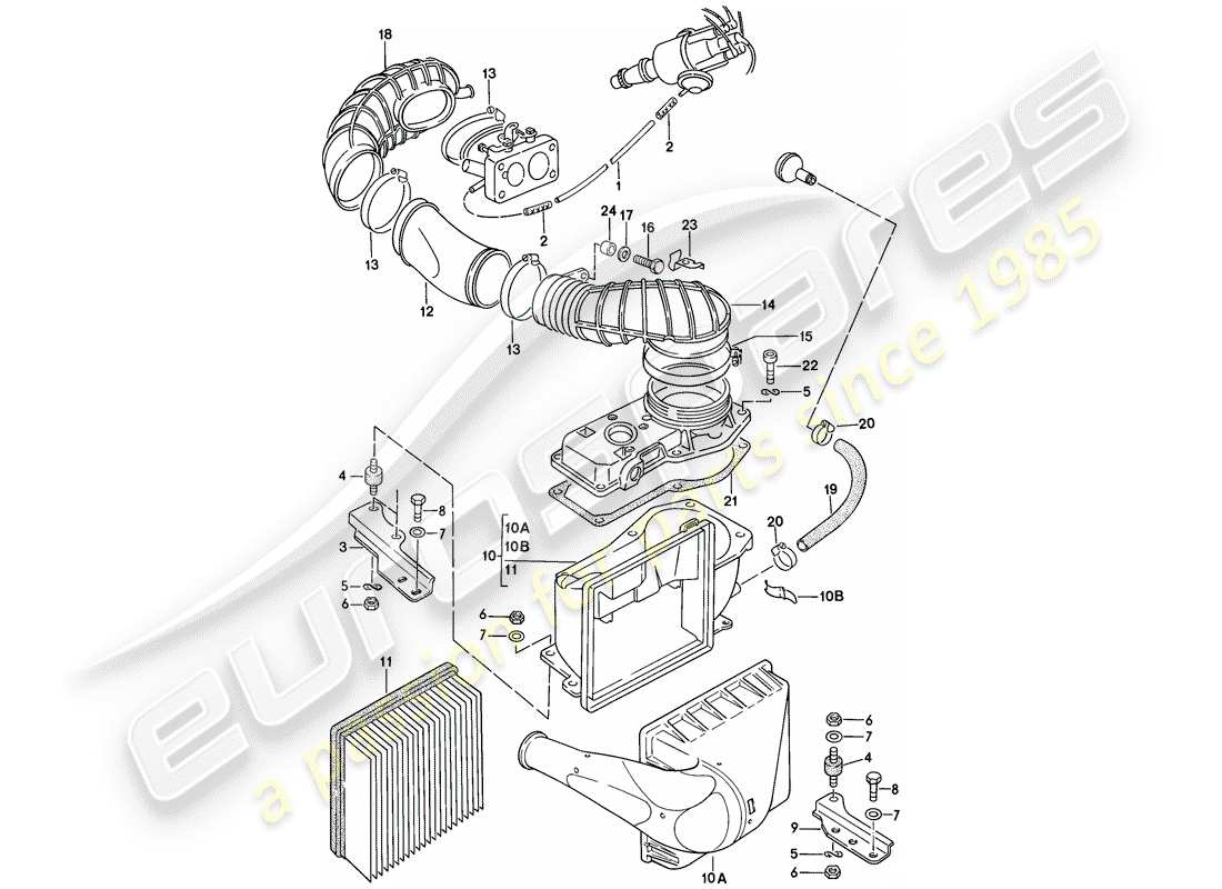 porsche 1979 (924) système de filtre à air schéma des pièces