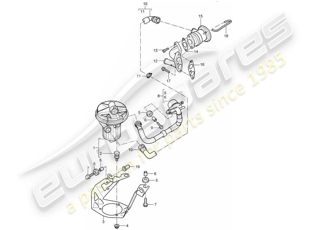 porsche 2005 (cayenne e1 9pa) pompe à air secondaire schéma des pièces