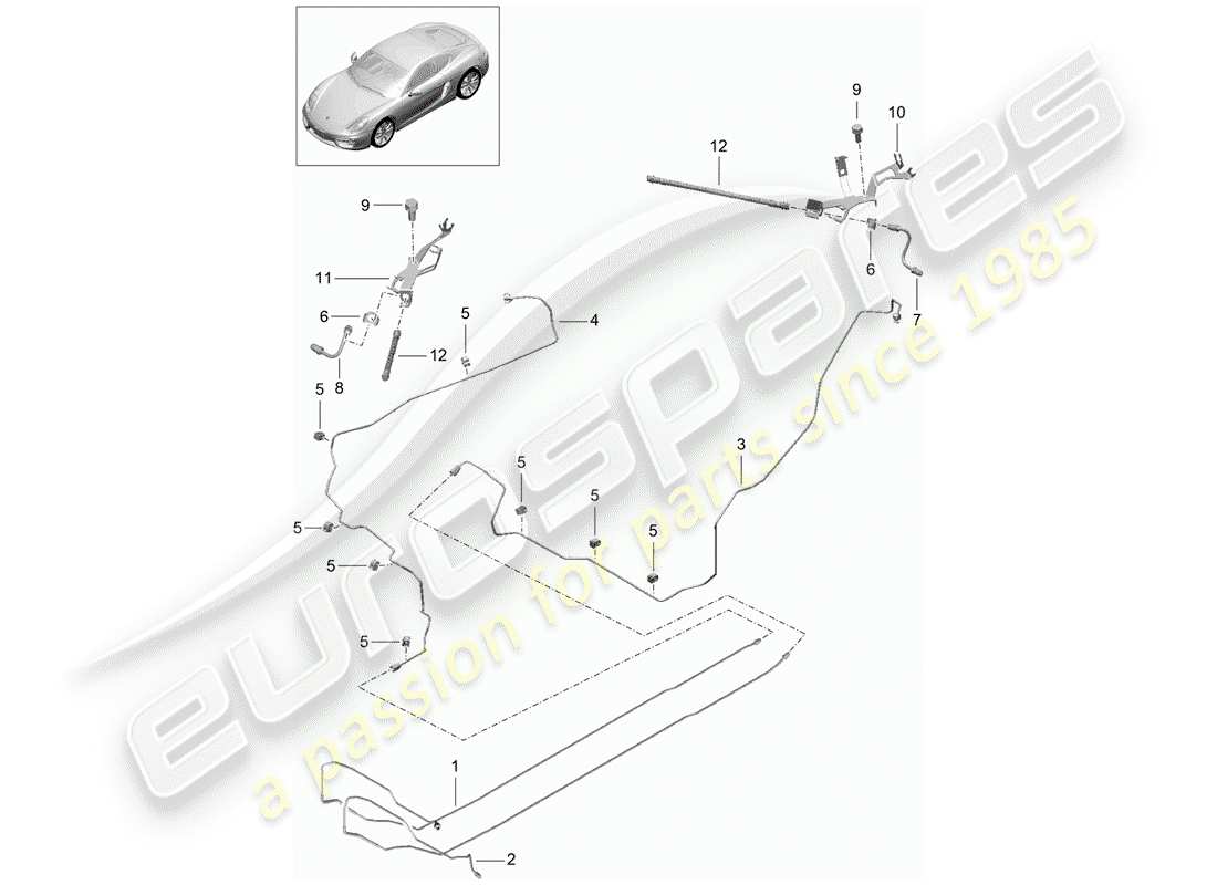 porsche 2016 (981 cayman) conduites de frein schéma des pièces