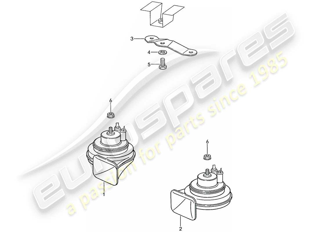porsche 1990 (944) diagramme des pièces du klaxon