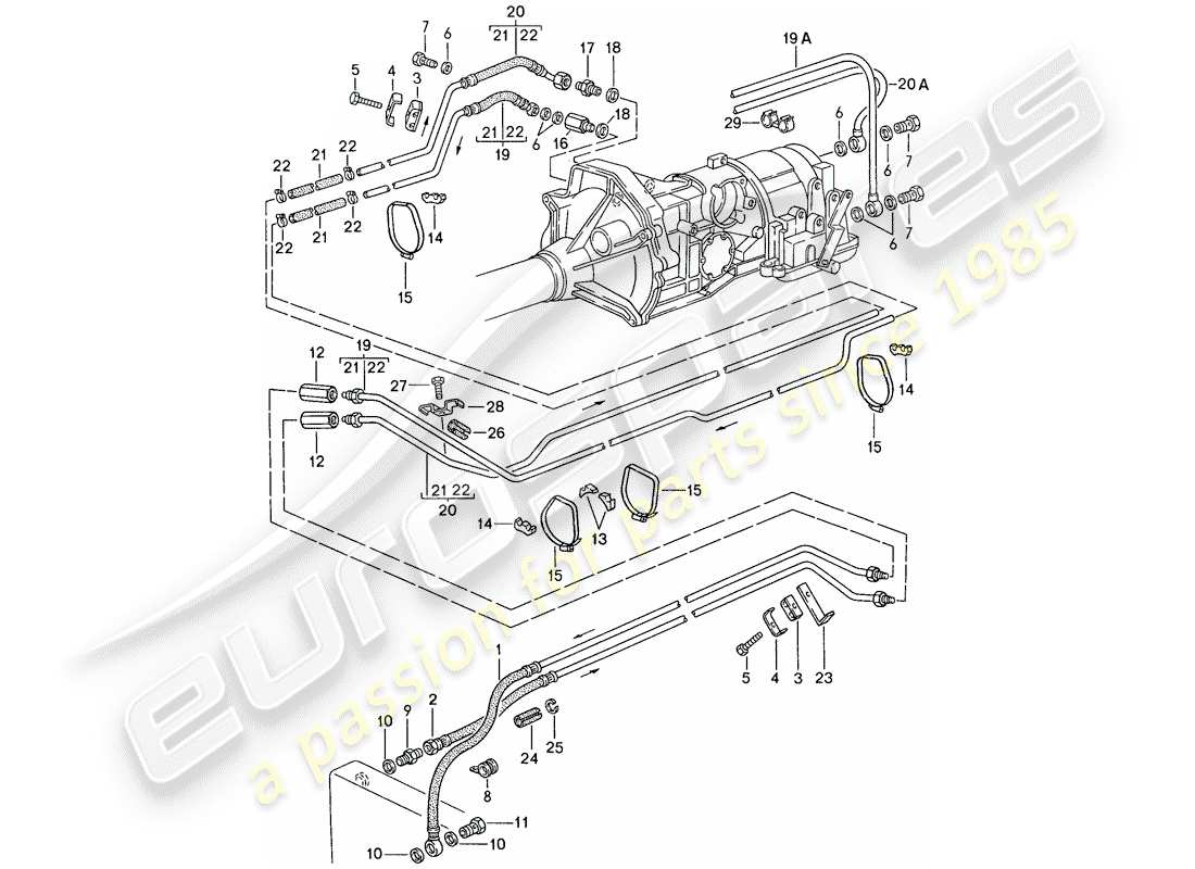 porsche 1990 (944) refroidissement d'huile - pour - transmission automatique - d >> - mj 1989 schéma des pièces