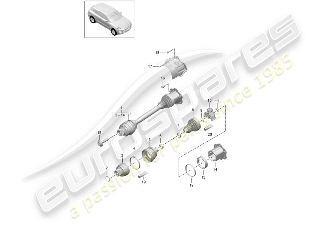 porsche 2018 (macan) arbre de transmission d - mj 2017>> schéma des pièces