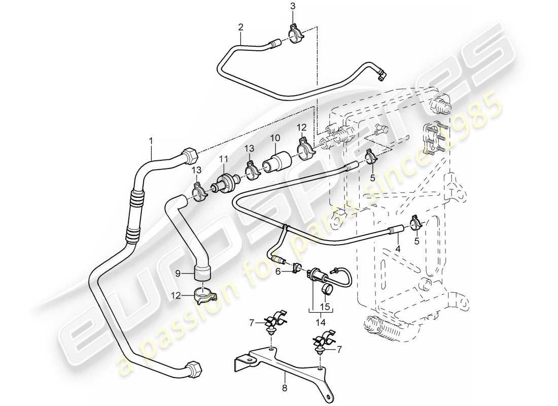 porsche 2008 (997-1 gt3) lignes diagramme de pièce