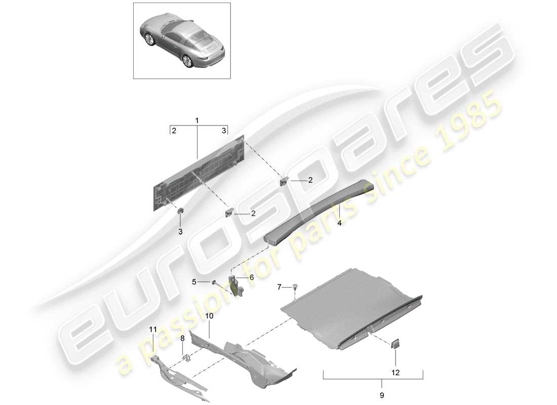 porsche 2020 (991-2) garniture schéma des pièces