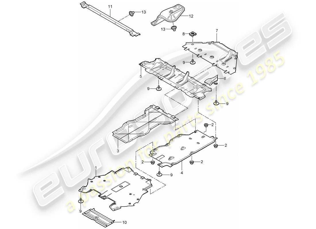 porsche 2007 (997-1 turbo / gt2) garnitures schéma des pièces