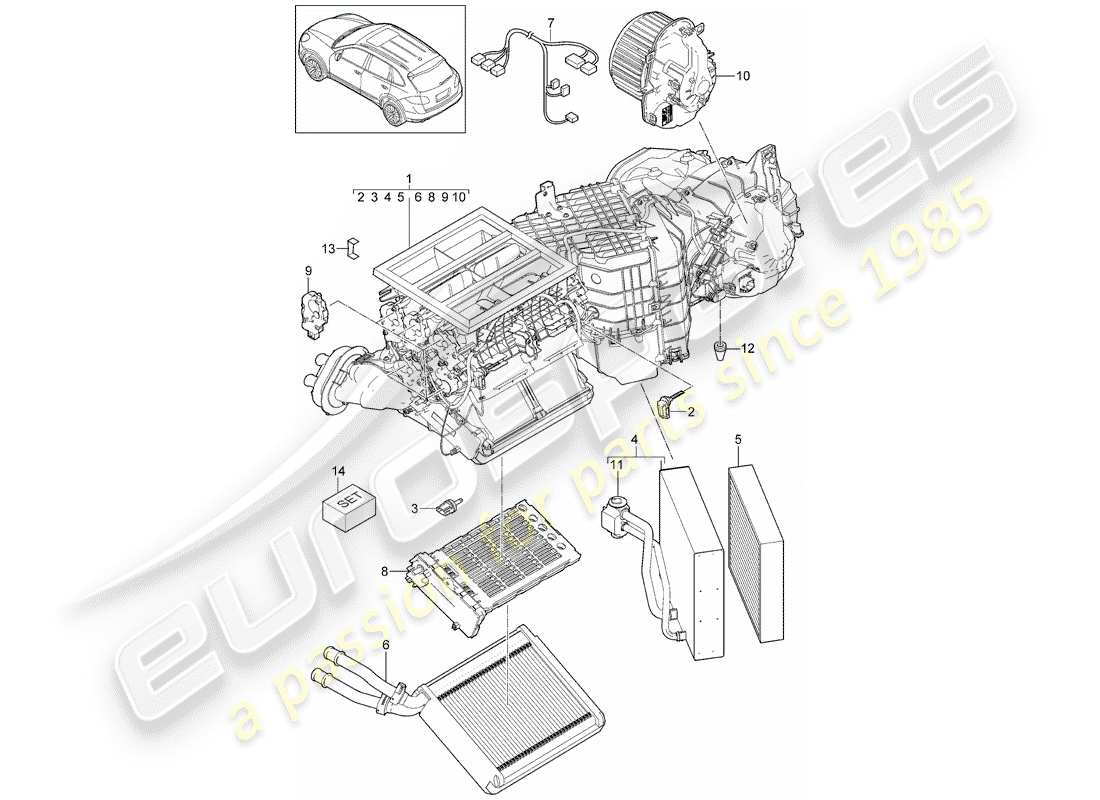 porsche 2011 (cayenne e2 92a) climatiseur schéma des pièces