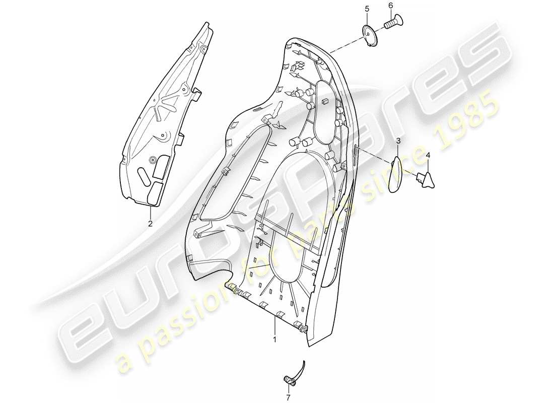 porsche 2009 (997-2 gt3) coque de dossier schéma des pièces