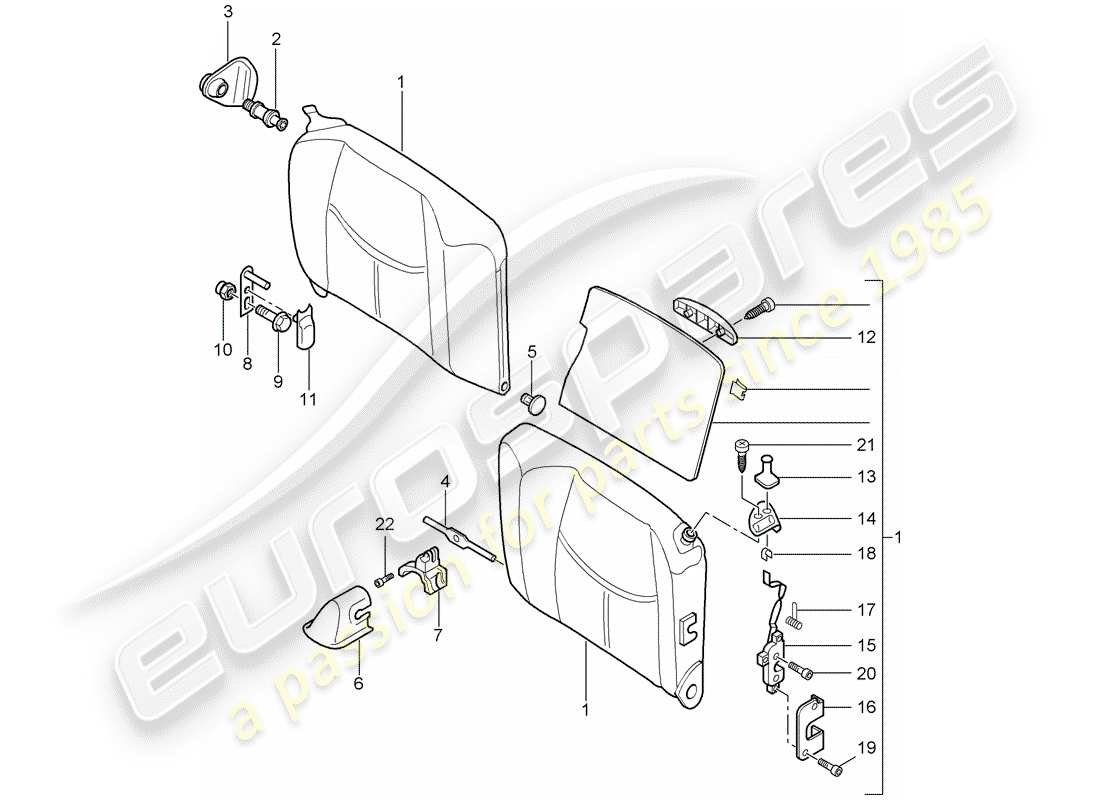porsche 2005 (997-1) dossier de siège d'urgence schéma des pièces