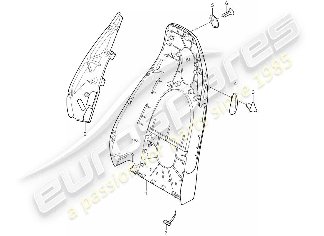 porsche 2005 (997-1) coque de dossier schéma des pièces
