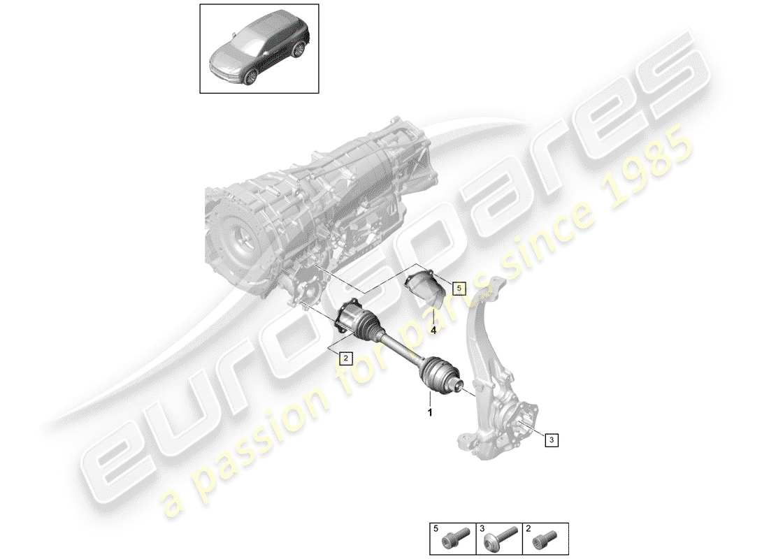porsche 2018 (cayenne e3 9ya/9yb) arbre de transmission schéma des pièces