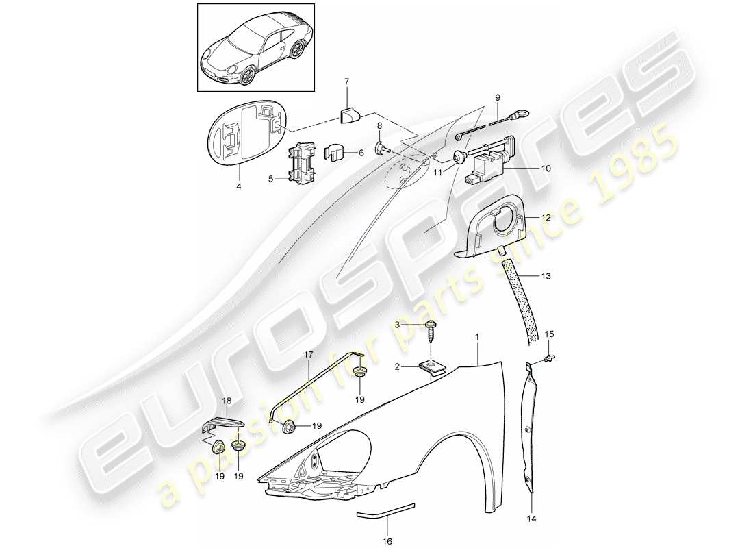 porsche 2012 (997-2) aile schéma des pièces