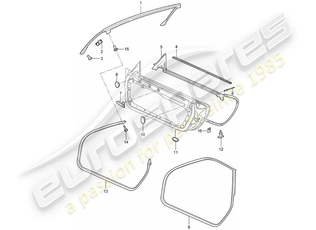 porsche 2012 (997-2) joint de porte schéma des pièces