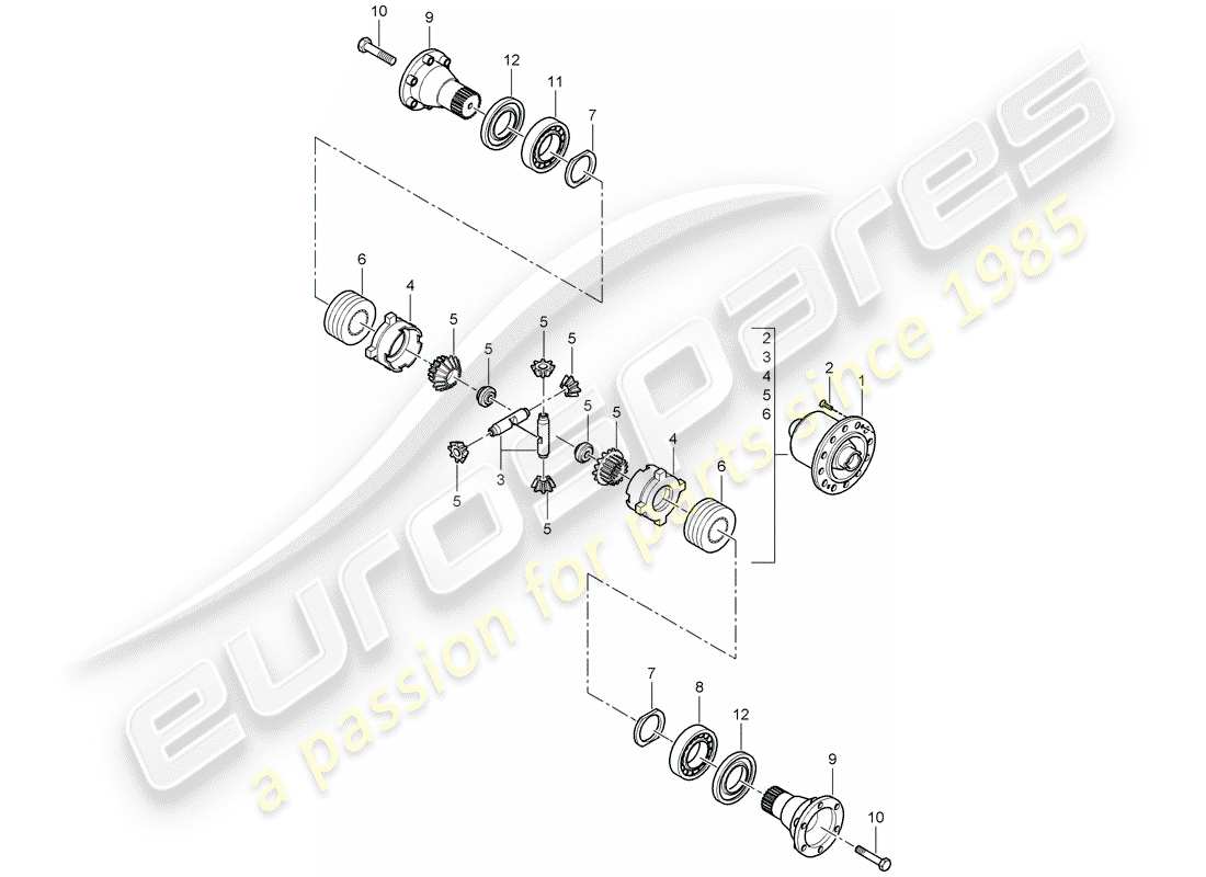 porsche 2010 (997-2 gt3) différentiel à glissement limité schéma des pièces