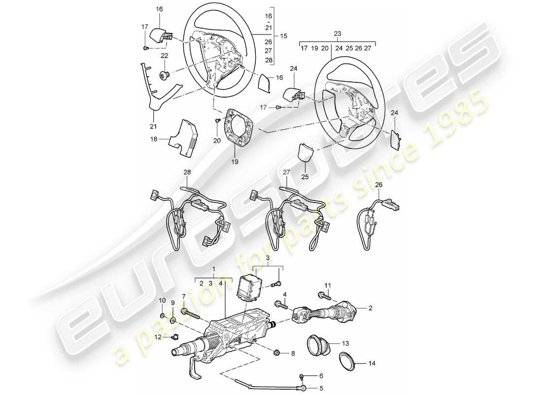 porsche 2005 (987 boxster) tuyau de protection de direction schéma des pièces