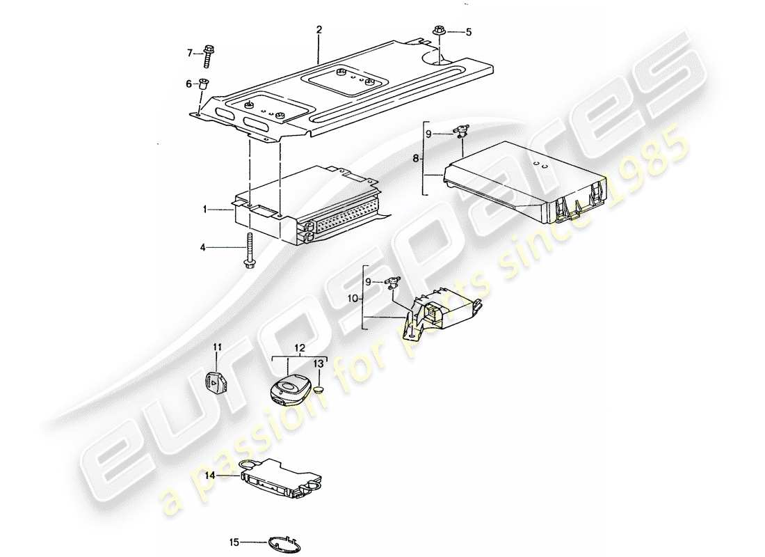 porsche 2004 (996 gt3) unités de contrôle schéma des pièces