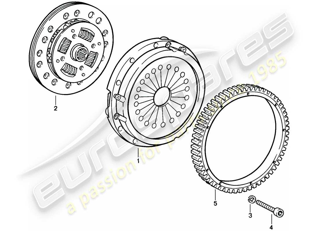 porsche 1986 (911) embrayage schéma des pièces