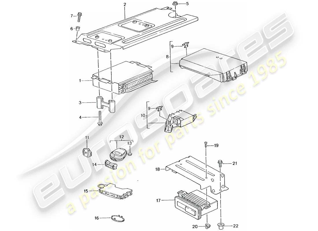 porsche 2000 (996) unités de contrôle schéma des pièces