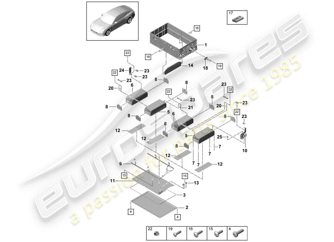 porsche 2019 (panamera 971-1) batterie haute tension schéma des pièces
