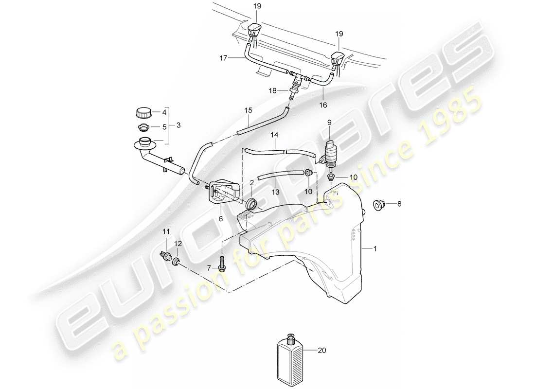 porsche 2007 (997-1 gt3) unité de lave- rondelle schéma des pièces