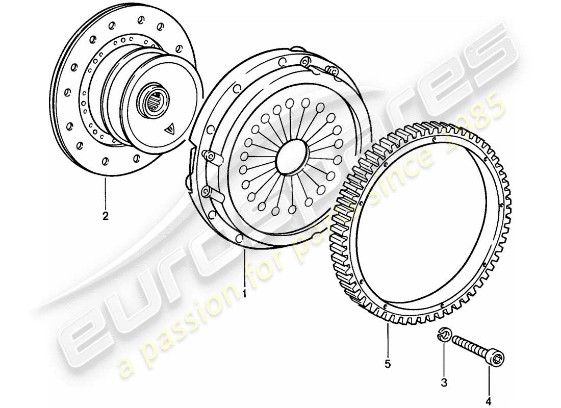 porsche 1987 (911) embrayage schéma des pièces