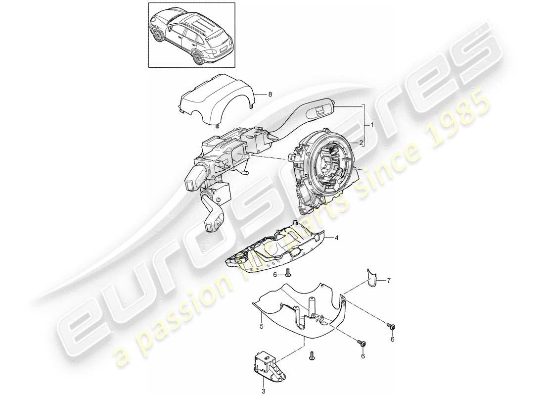porsche 2015 (cayenne e2 92a) commutateur de colonne de direction schéma des pièces