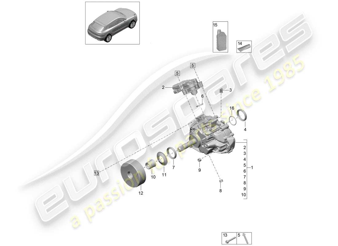 porsche 2019 (macan) boîte de transfert schéma des pièces