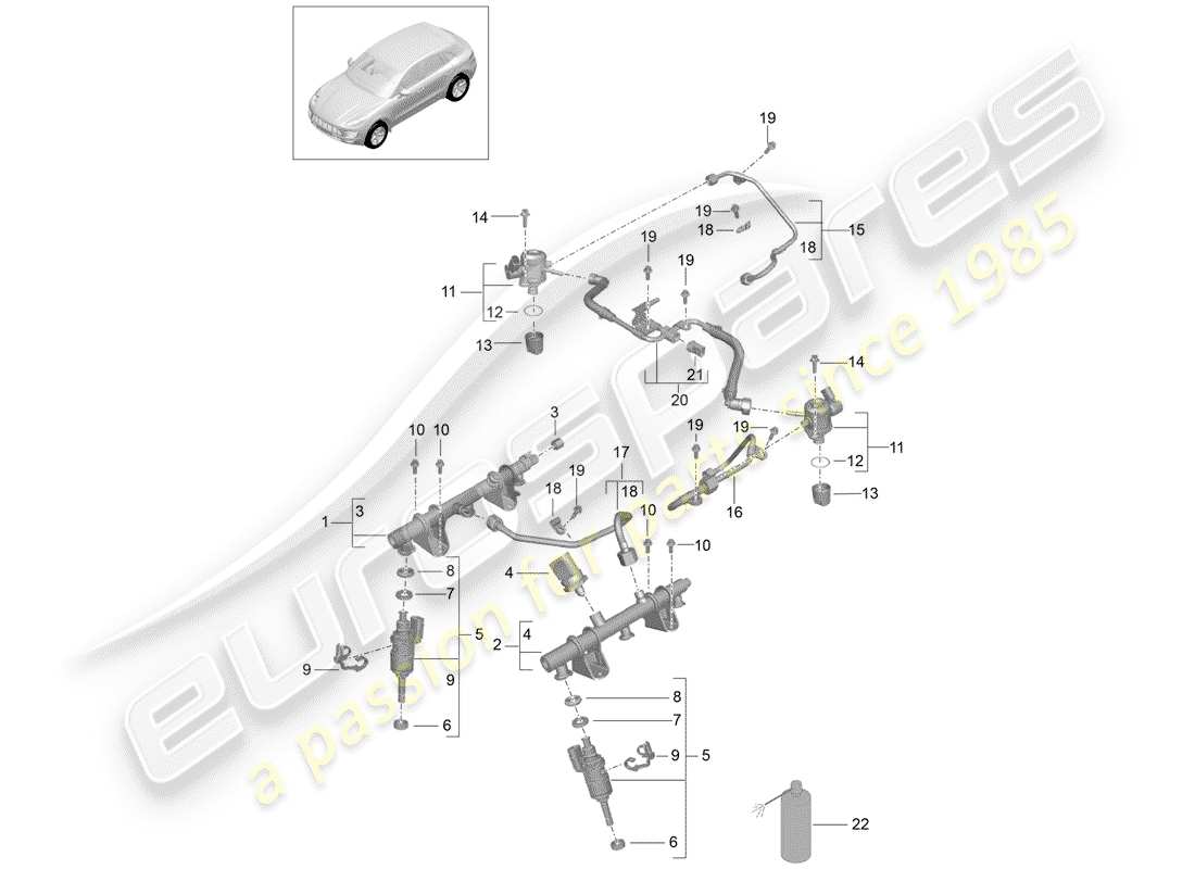 porsche 2016 (macan) tuyau de récupération de carburant schéma des pièces