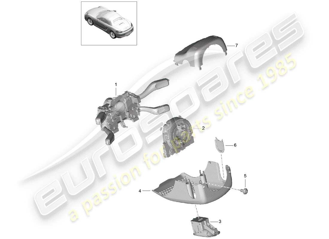 porsche 2015 (981 boxster) commutateur de colonne de direction schéma des pièces