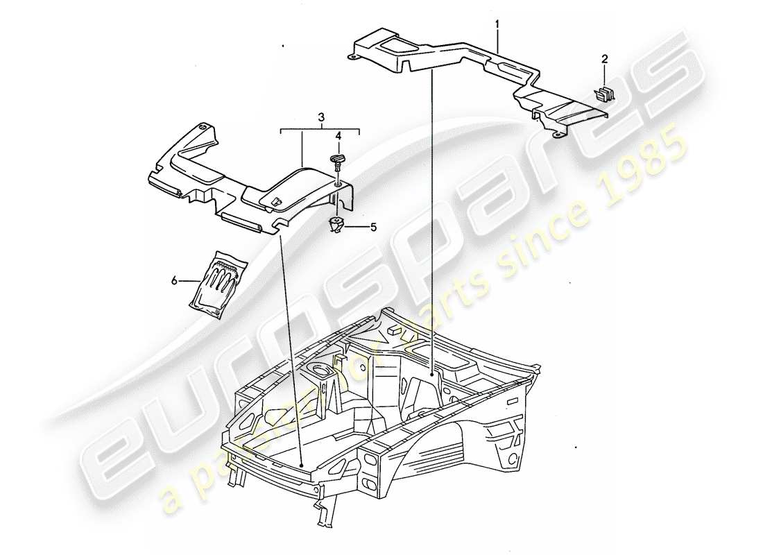 porsche 1994 (968) garniture - compartiment moteur - d >> - mj 1993 vue partielle