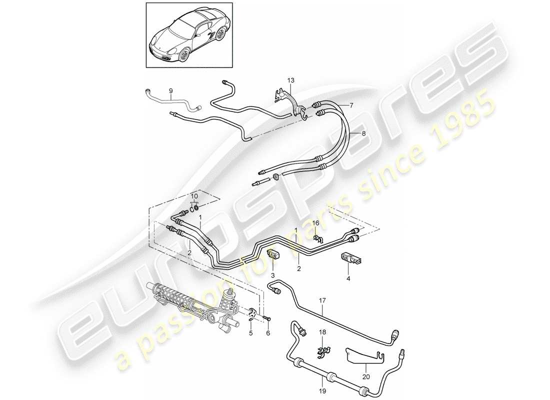 porsche 2010 (987 cayman) direction assistée schéma des pièces