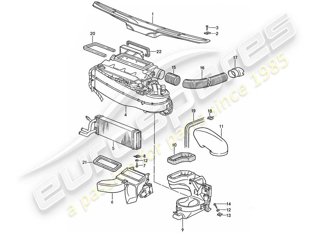 porsche 1987 (959) ventilation - système de chauffage 1 schéma des pièces