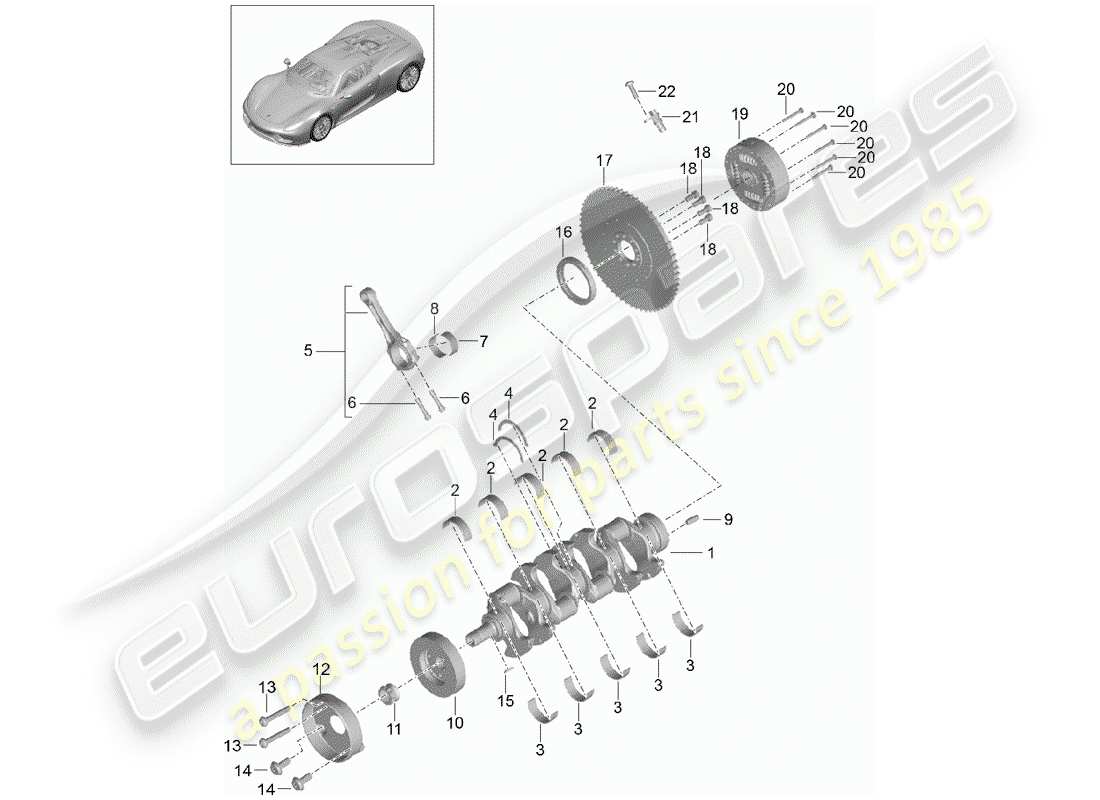 porsche 2015 (918 spyder) diagramme de pièce de vilebrequin