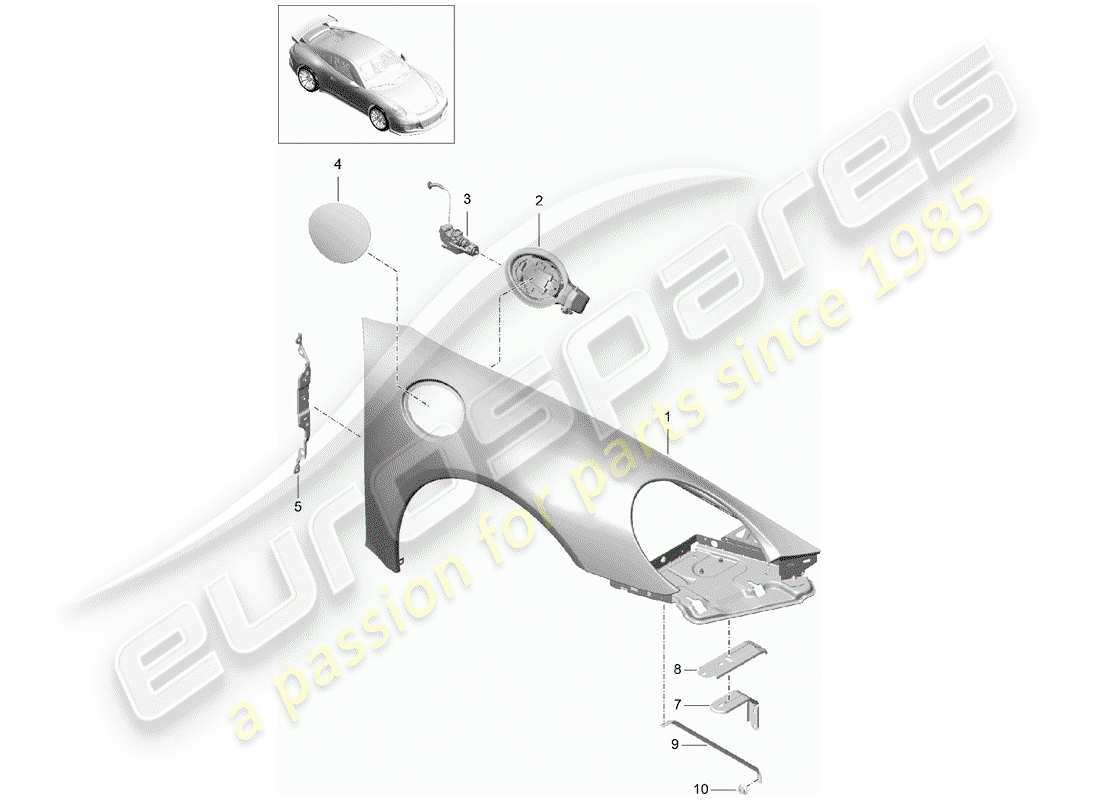 porsche 2019 (991-2 r/gt3/rs) diagramme des pièces fender