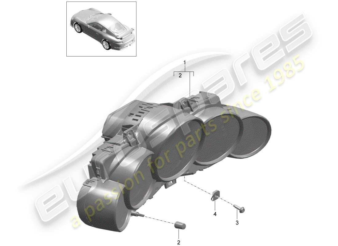 porsche 2017 (991-2 r/gt3/rs) groupe d'instruments schéma des pièces