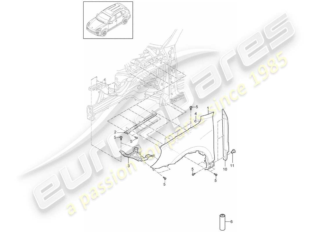 porsche 2011 (cayenne e2 92a) diagramme des pièces fender