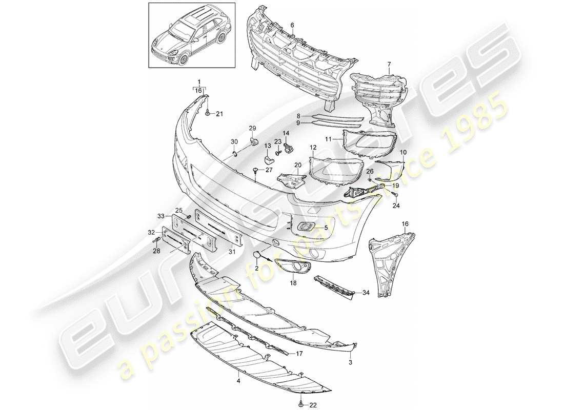 porsche 2015 (cayenne e2 92a) garniture schéma des pièces