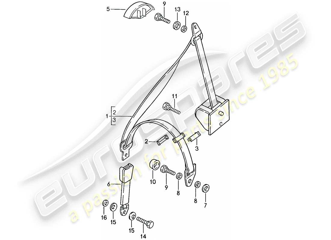 porsche 1991 (944) ceinture de sécurité schéma des pièces
