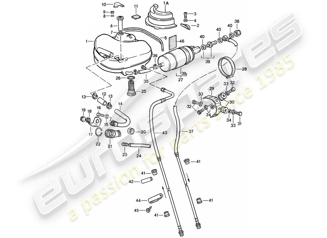 porsche 1985 (911) système de carburant schéma des pièces