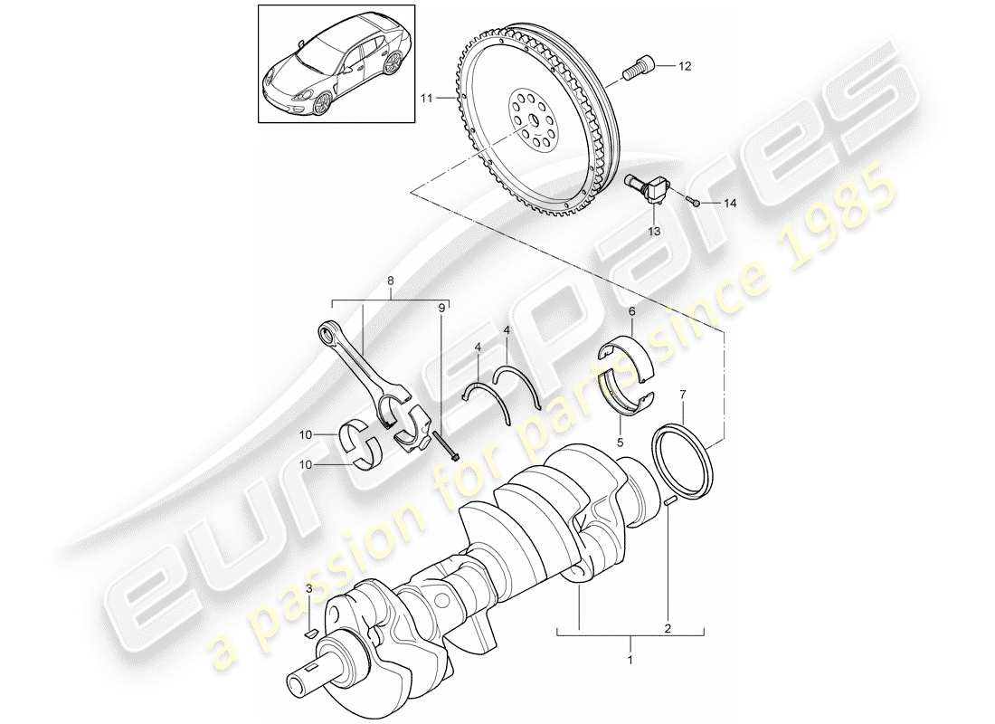 porsche 2015 (panamera 970) diagramme de pièce de vilebrequin