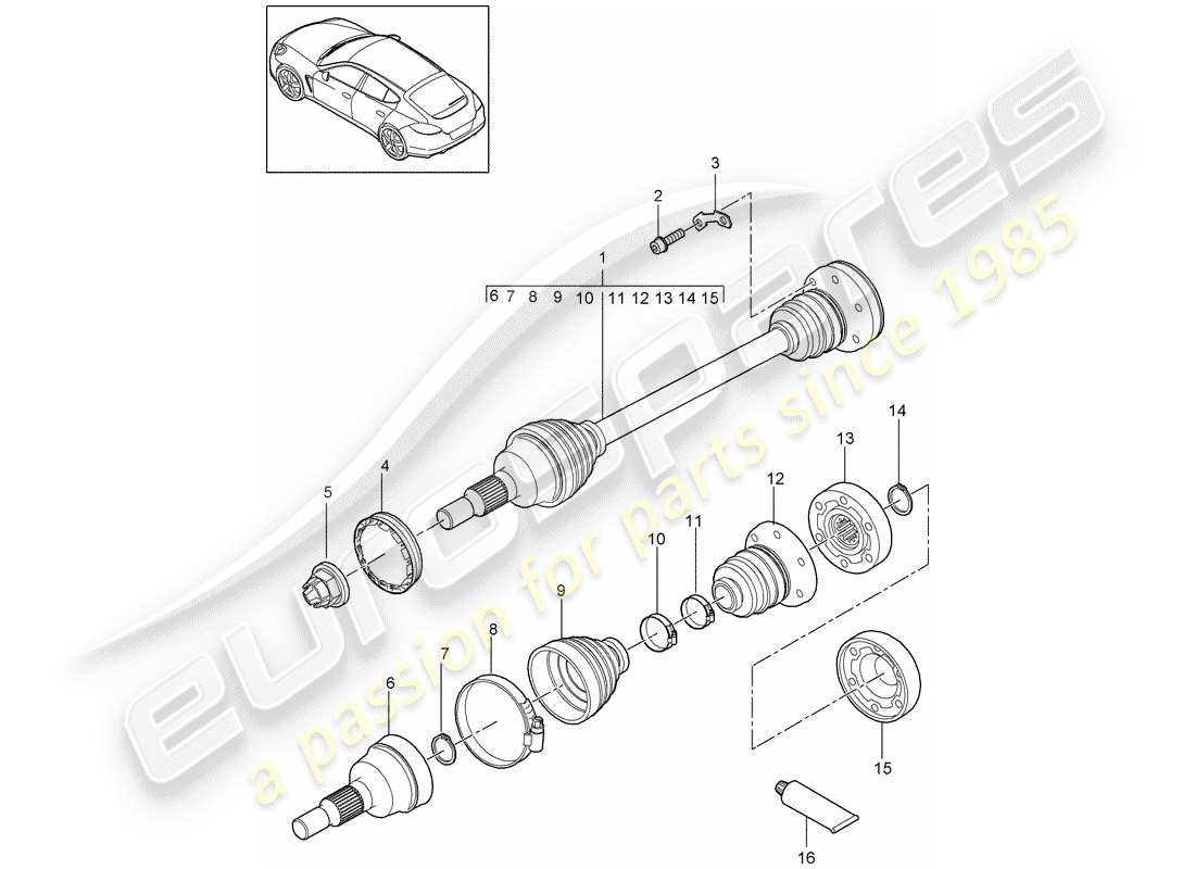 porsche 2011 (panamera 970) arbre de transmission schéma des pièces
