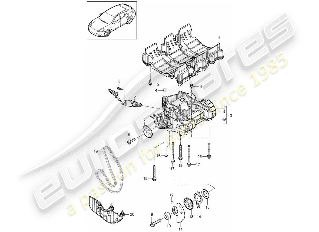porsche 2011 (panamera 970) déflecteur d'huile schéma des pièces
